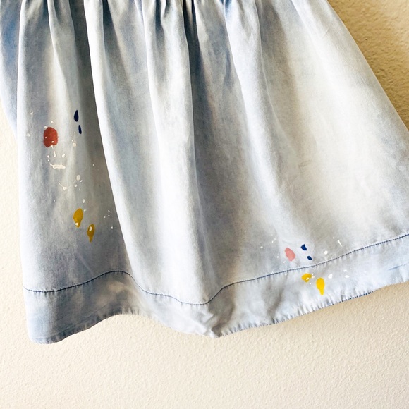 Paint splattered light blue long tank top - Picture 3 of 7